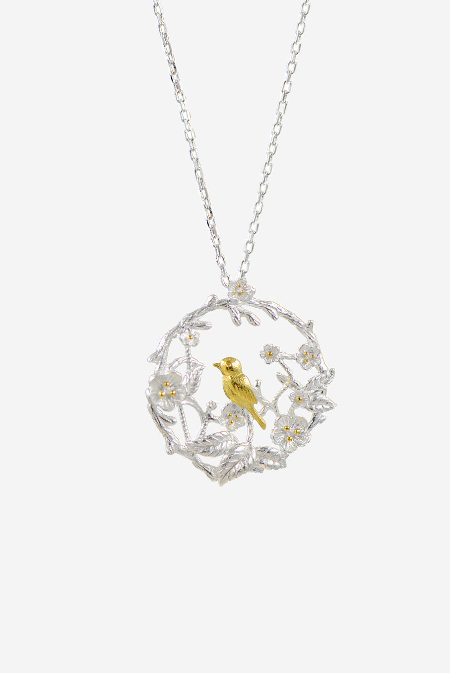 Silberkette mit Vogelanhänger, vergoldet | COLLIER BIRDLAND