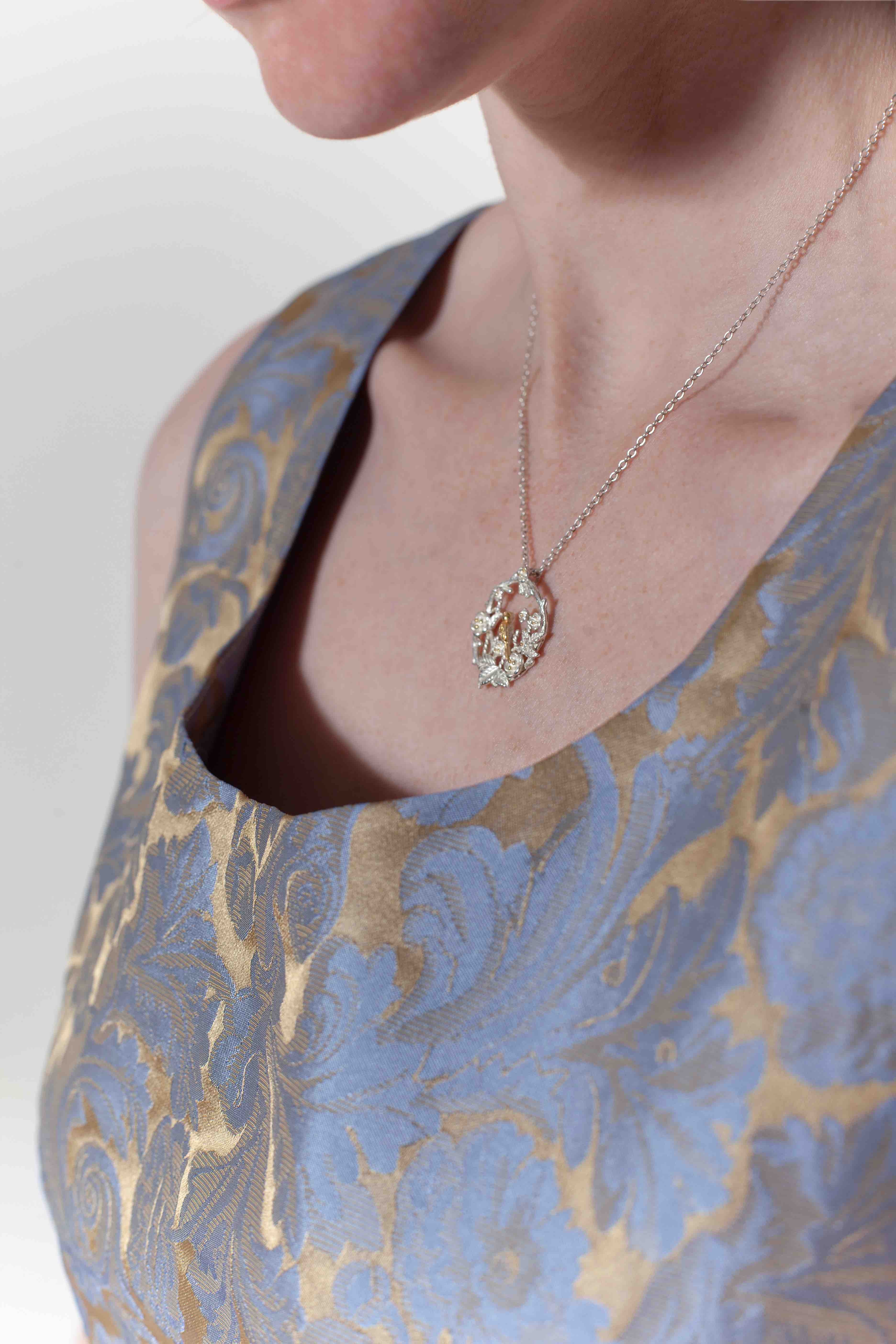 Silberkette mit Vogelanhänger, vergoldet | COLLIER BIRDLAND